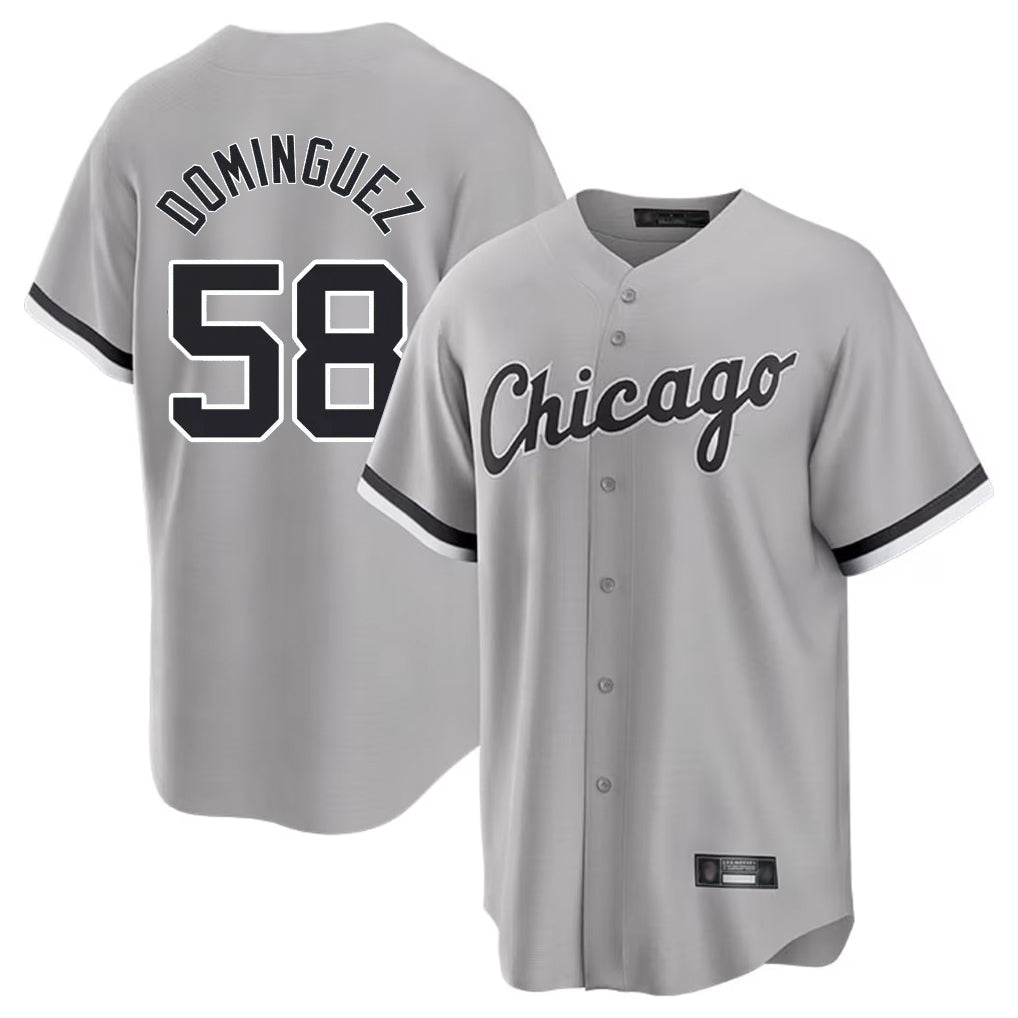 Choea C.White Sox #58 Seranthony Dom¡§anguez Player Gray Home Game Stitched Jerseys