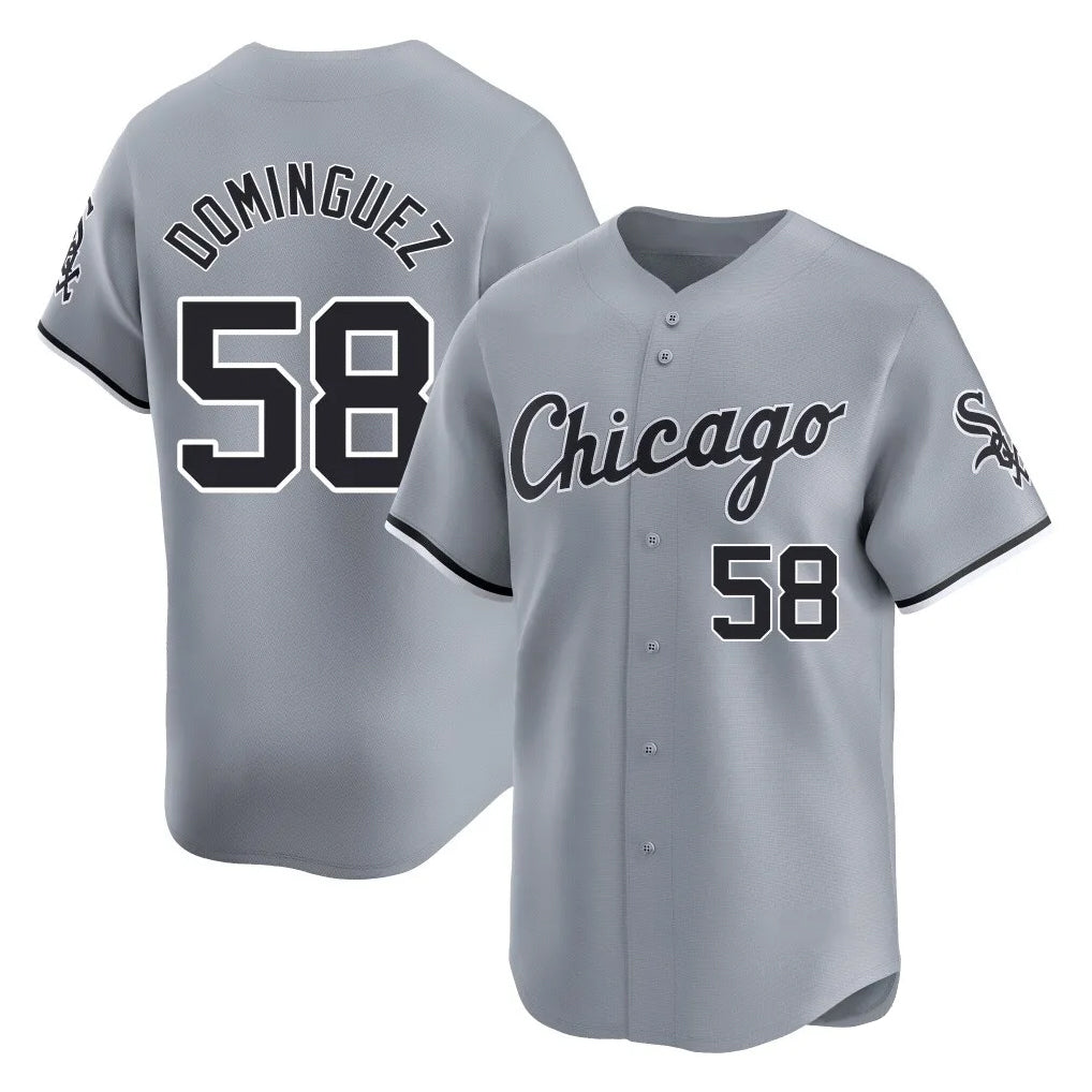 Choea C.White Sox #58 Seranthony Dom¡§anguez Player Gray Road Limited Home Stitched Jerseys