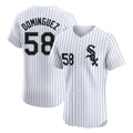 Choea C.White Sox #58 Seranthony Dom¡§anguez Player White Stripe Limited Elite Home Stitched Jerseys