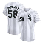 Choea C.White Sox #58 Seranthony Dom¡§anguez Player White Stripe Limited Elite Home Stitched Jerseys