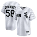 Choea C.White Sox #58 Seranthony Dom¡§anguez Player White Stripe Limited Home Stitched Jerseys