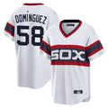 Choea C.White Sox #58 Seranthony Dom¡§anguez Player White T-shirt Home Game Stitched Jerseys