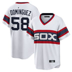 Choea C.White Sox #58 Seranthony Dom¡§anguez Player White T-shirt Home Game Stitched Jerseys