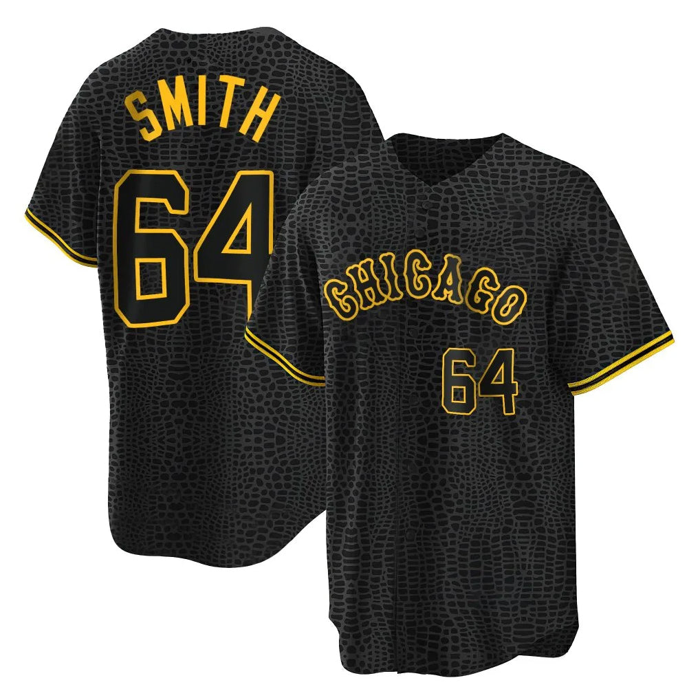 Choea C.White Sox #64 Shane Smith Player Black Snake Skin City Home Game Stitched Jerseys