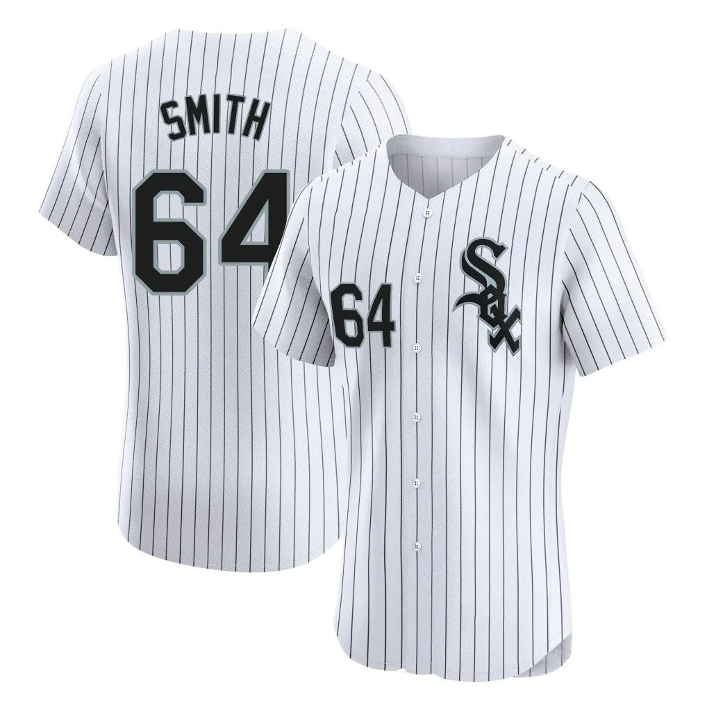 Choea C.White Sox #64 Shane Smith Player White Stripe Limited Elite Home Stitched Jerseys
