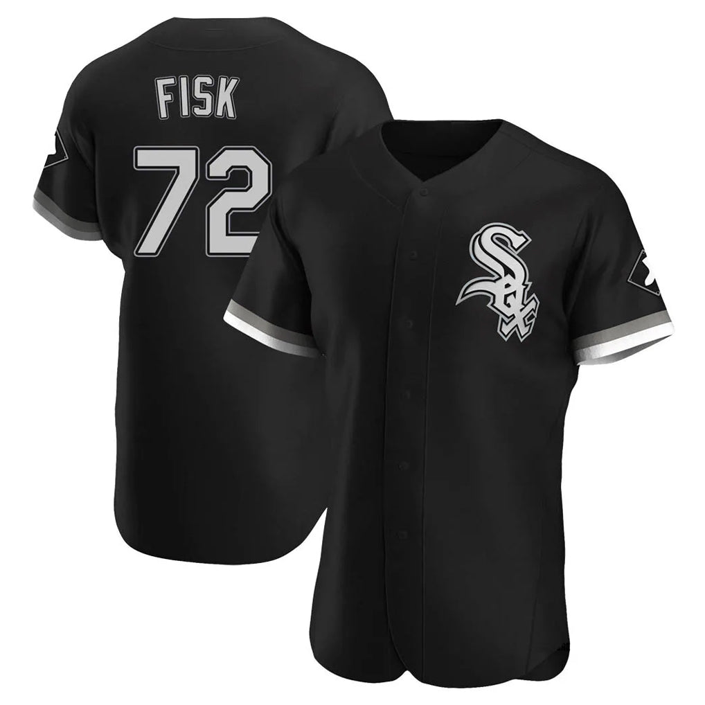 Choea C.White Sox #72 Carlton Fisk Player Black Limited Elite Home Stitched Jerseys