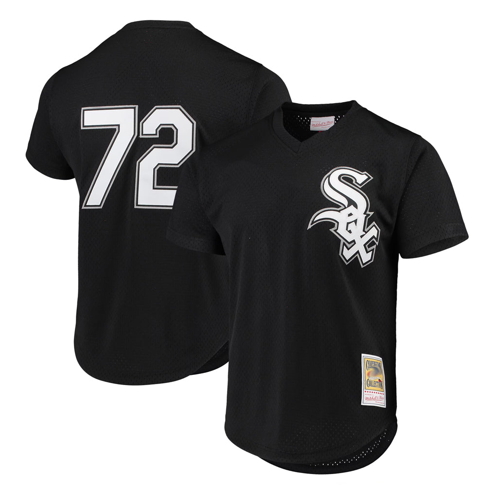 Choea C.White Sox #72 Carlton Fisk Player Black Mitchell & Ness Cooperstown Collection Mesh Game Stitched Jerseys