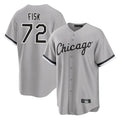 Choea C.White Sox #72 Carlton Fisk Player Gray Home Game Stitched Jerseys