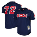Choea C.White Sox #72 Carlton Fisk Player Navy Mitchell & Ness Cooperstown Collection Mesh Game Stitched Jerseys
