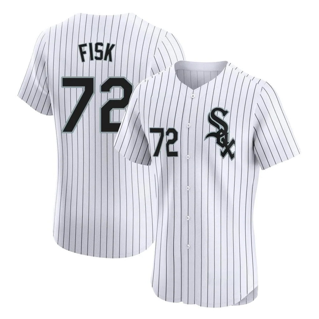 Choea C.White Sox #72 Carlton Fisk Player White Stripe Limited Elite Home Stitched Jerseys
