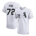 Choea C.White Sox #72 Carlton Fisk Player White Stripe Limited Elite Home Stitched Jerseys