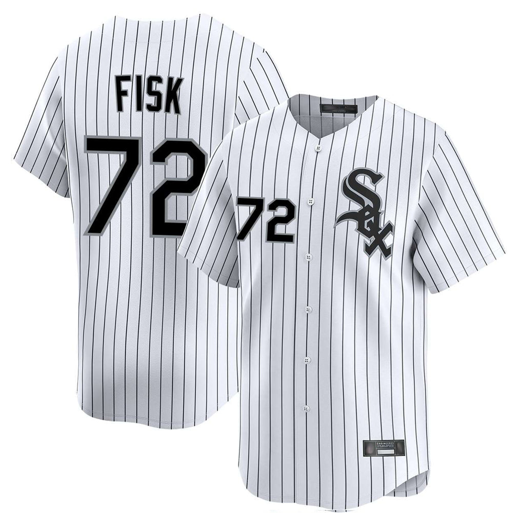 Choea C.White Sox #72 Carlton Fisk Player White Stripe Limited Home Stitched Jerseys