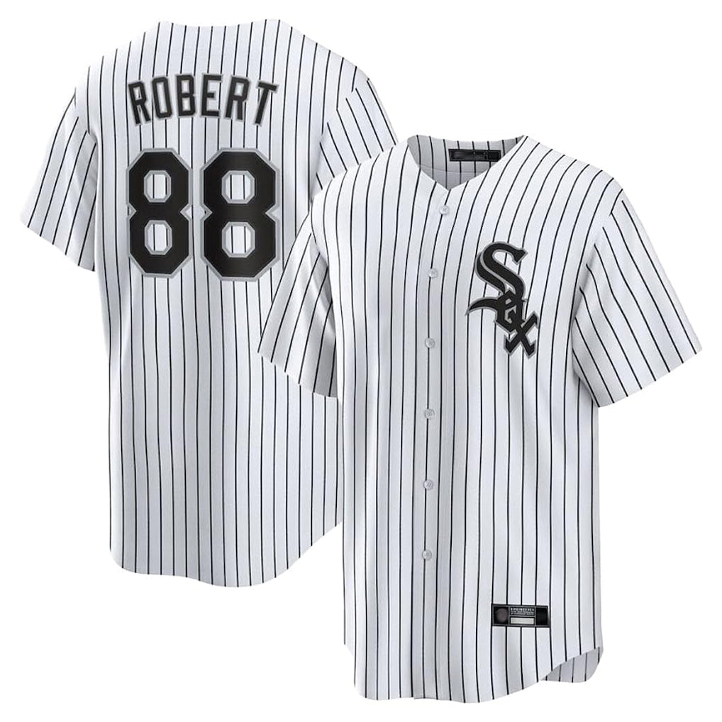 Choea C.White Sox #88 Luis Robert Jr Player White Stripe Home Game Stitched Jerseys