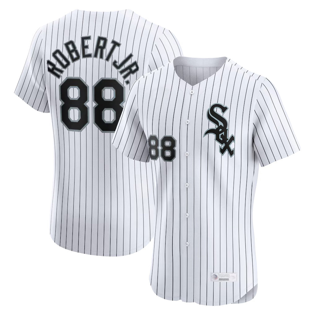 Choea C.White Sox #88 Luis Robert Jr Player White Stripe Limited Elite Home Stitched Jerseys