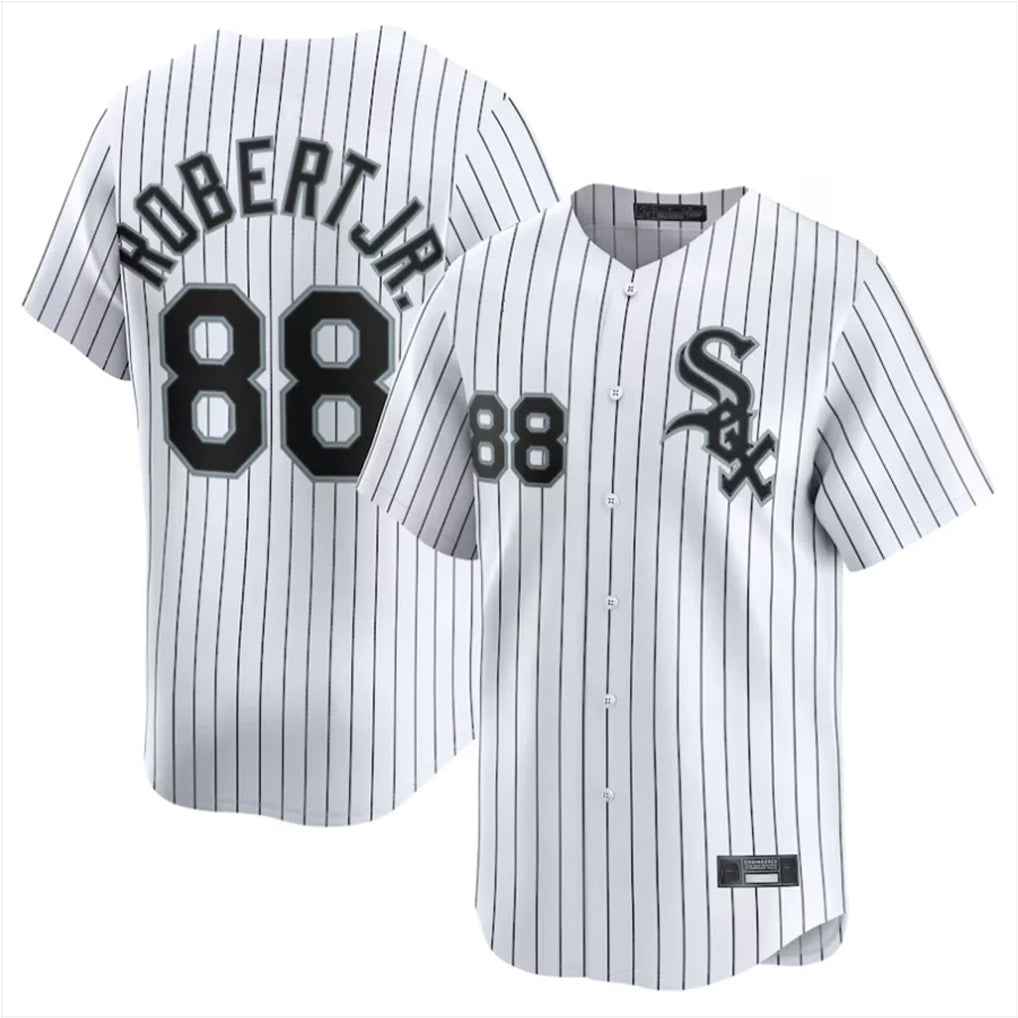 Choea C.White Sox #88 Luis Robert Jr Player White Stripe Limited Home Stitched Jerseys