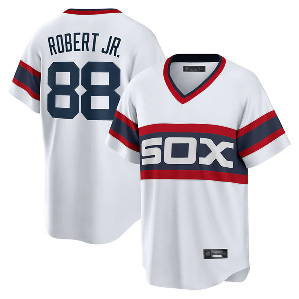 Choea C.White Sox #88 Luis Robert Jr Player White T-shirt Home Game Stitched Jerseys
