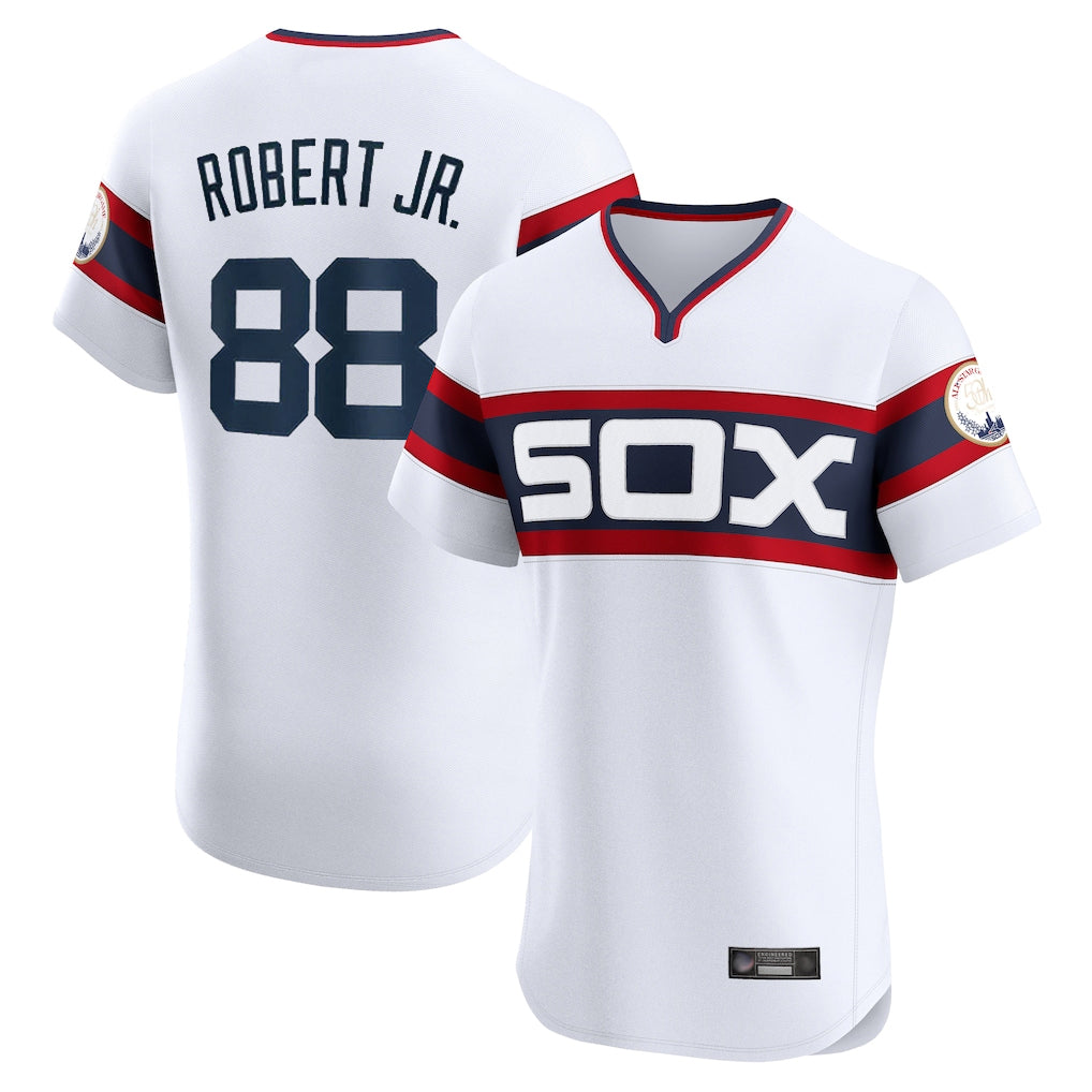 Choea C.White Sox #88 Luis Robert Jr Player White T-shirt Limited Elite Home Stitched Jerseys