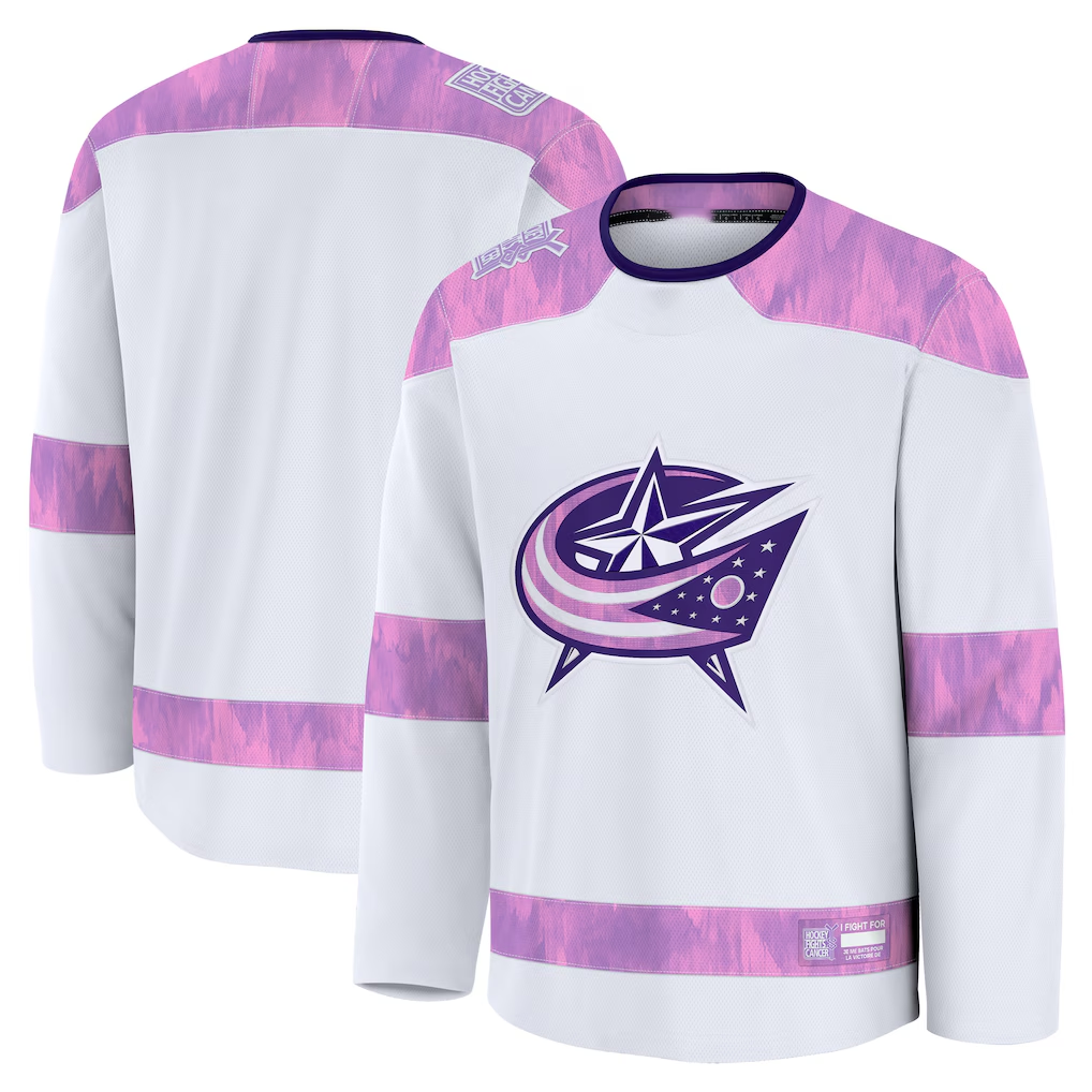 Choea CB.Jackets White 2024 Hockey Fights Cancer Practice Jersey