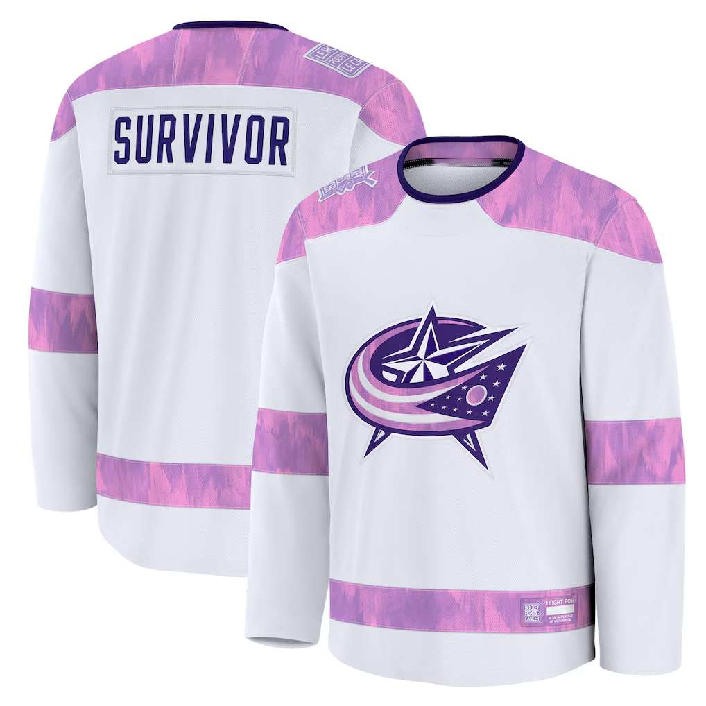 Choea CB.Jackets White Hockey Fights Cancer Survivor Practice Jersey