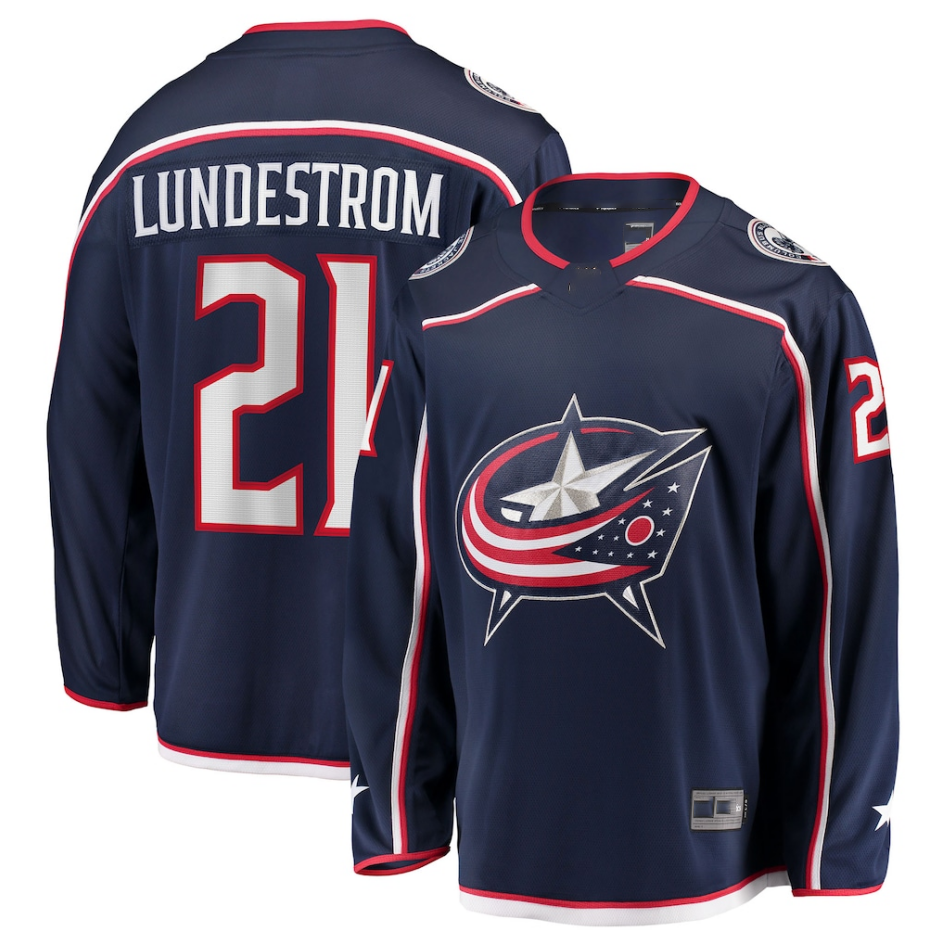 Choea CB.Jackets #21 Isac Lundestrom Navy Home Breakaway Jersey