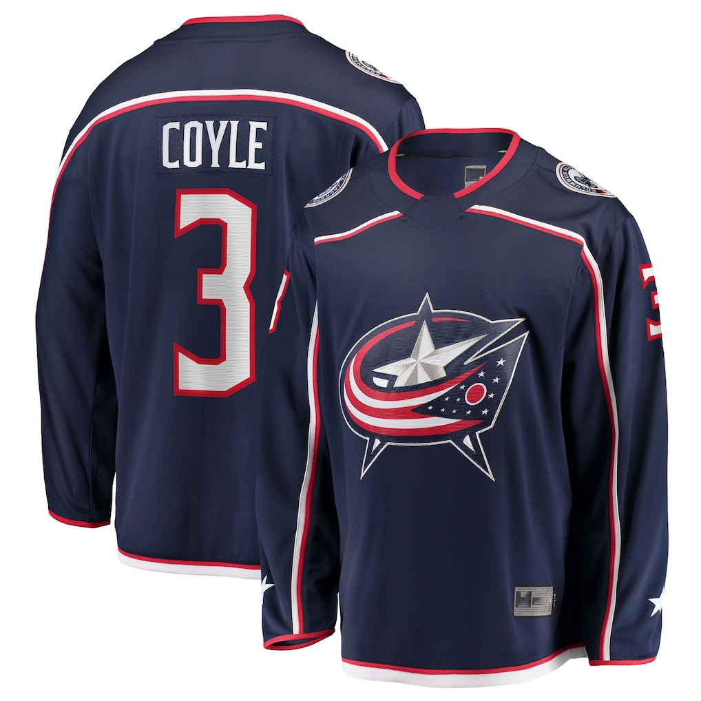 Choea CB.Jackets #3 Charlie Coyle Navy Home Breakaway Jersey