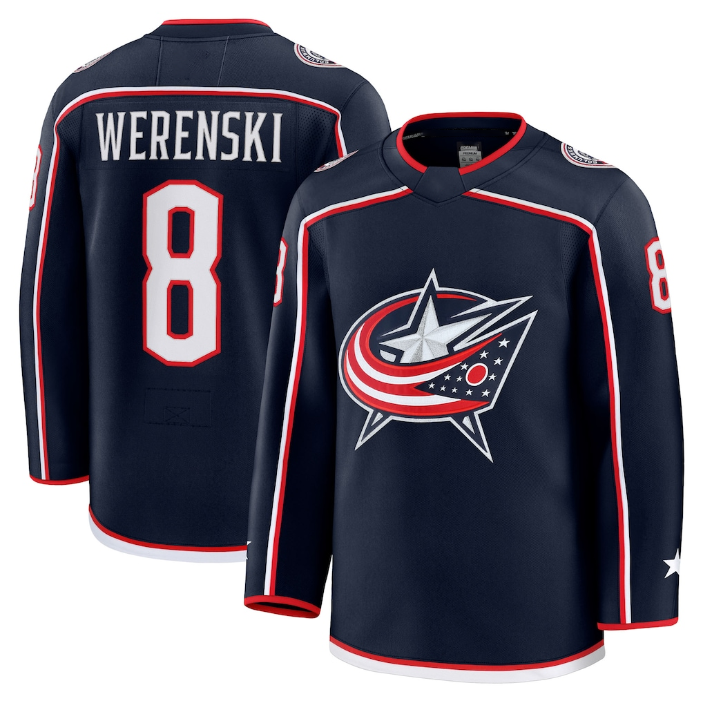 Choea CB.Jackets #8 Zach Werenski Navy Home Premium Jersey