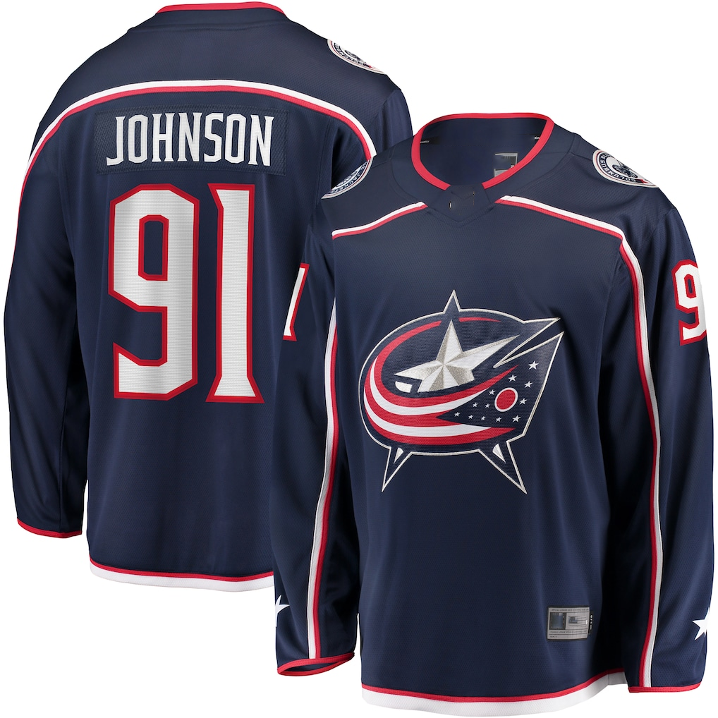 Choea CB.Jackets #91 Kent Johnson Navy Home Breakaway Jersey