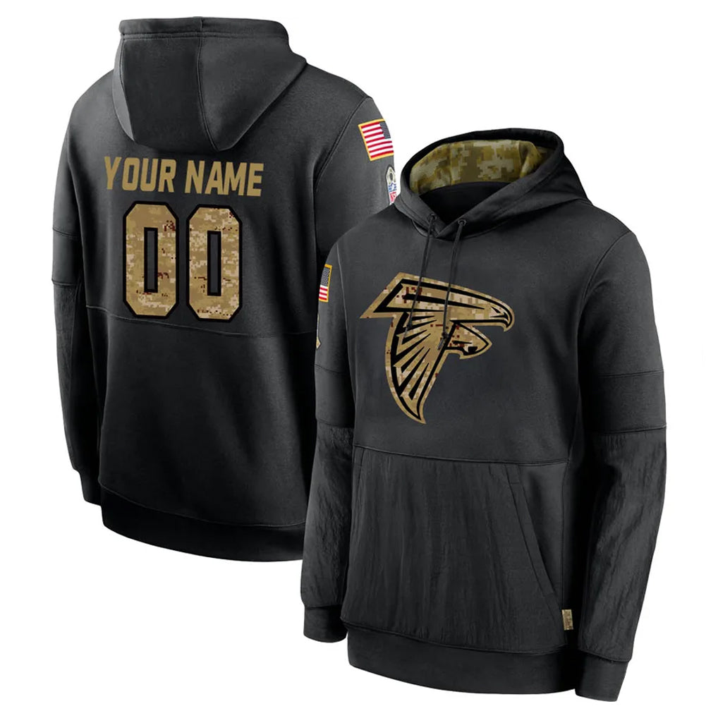 Choea Custom A.Falcons Black Salute to Service Fleece Hoodie Any Name & Numbers Stitched Jerseys