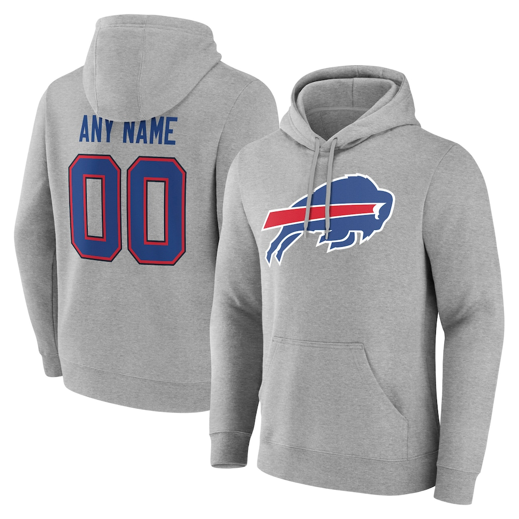 Choea Custom B.Bills Gray Team Authentic Personalized Name & Number Hoodie Stitched Jerseys