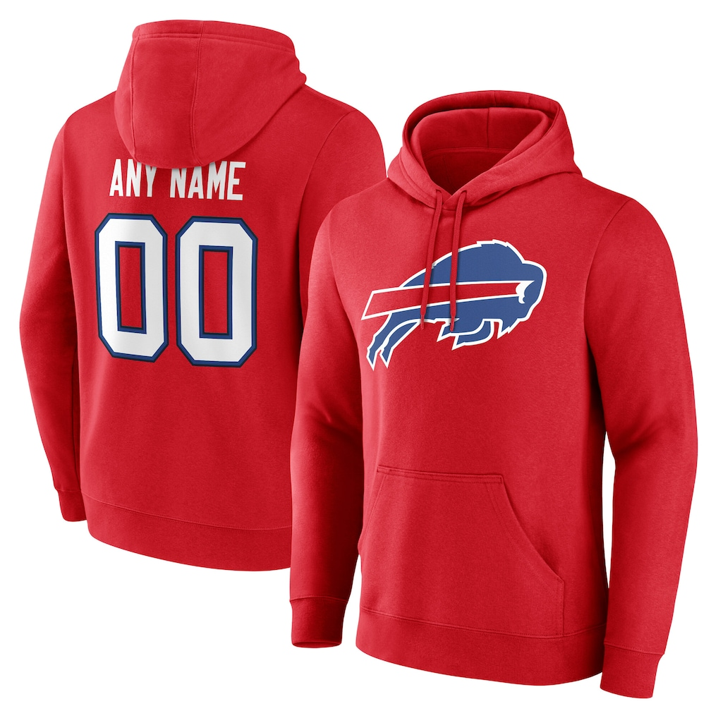 Choea Custom B.Bills Red Team Authentic Personalized Name & Number Hoodie Stitched Jerseys