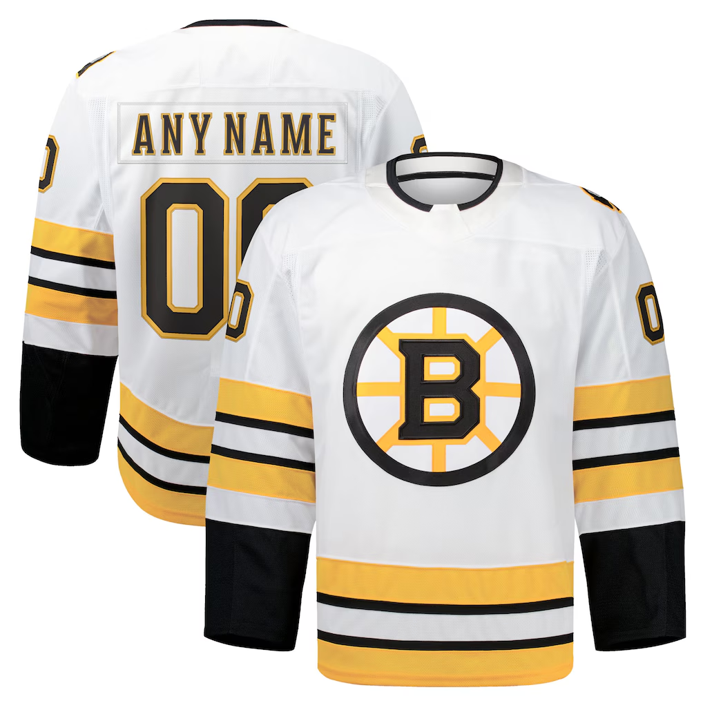Choea Custom B.Bruins White Away Authentic Pro Stitched Jerseys