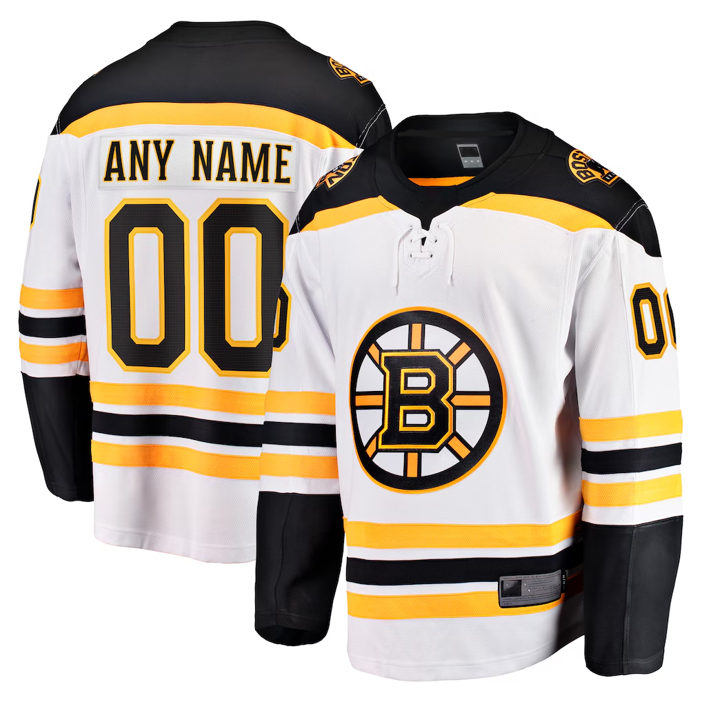 Choea Custom B.Bruins White Away Breakaway Stitched Jerseys