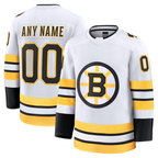 Choea Custom B.Bruins White Away Premium Stitched Jerseys