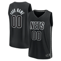 Choea Custom B.Nets Fanatics Black Fast Break Stitched Jerseys- Statement Edition