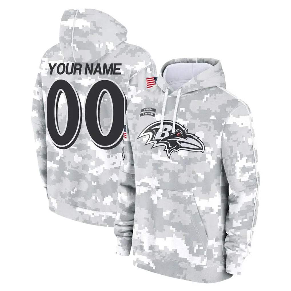Choea Custom B.Ravens Arctic Camo Salute To Service Hoodie Any Name & Numbers Stitched Jerseys