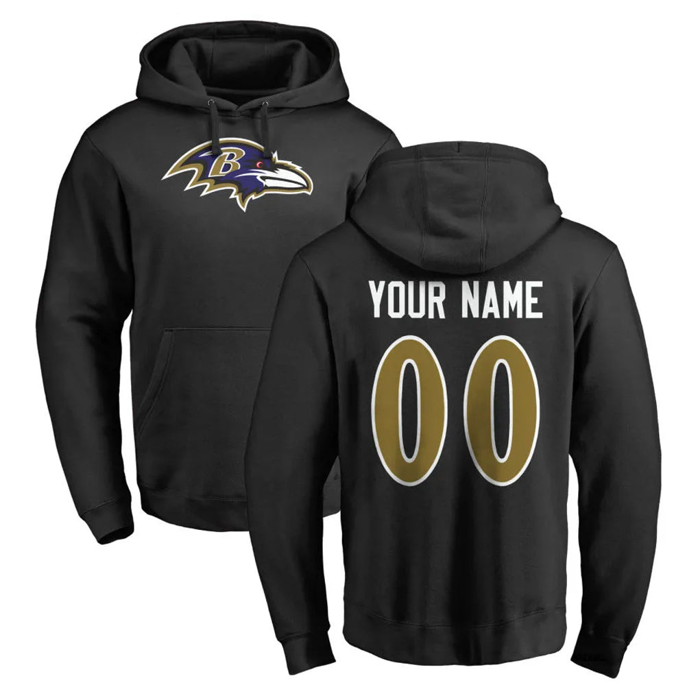 Choea Custom B.Ravens Black Pullover Hoodie Any Name & Numbers Stitched Jerseys