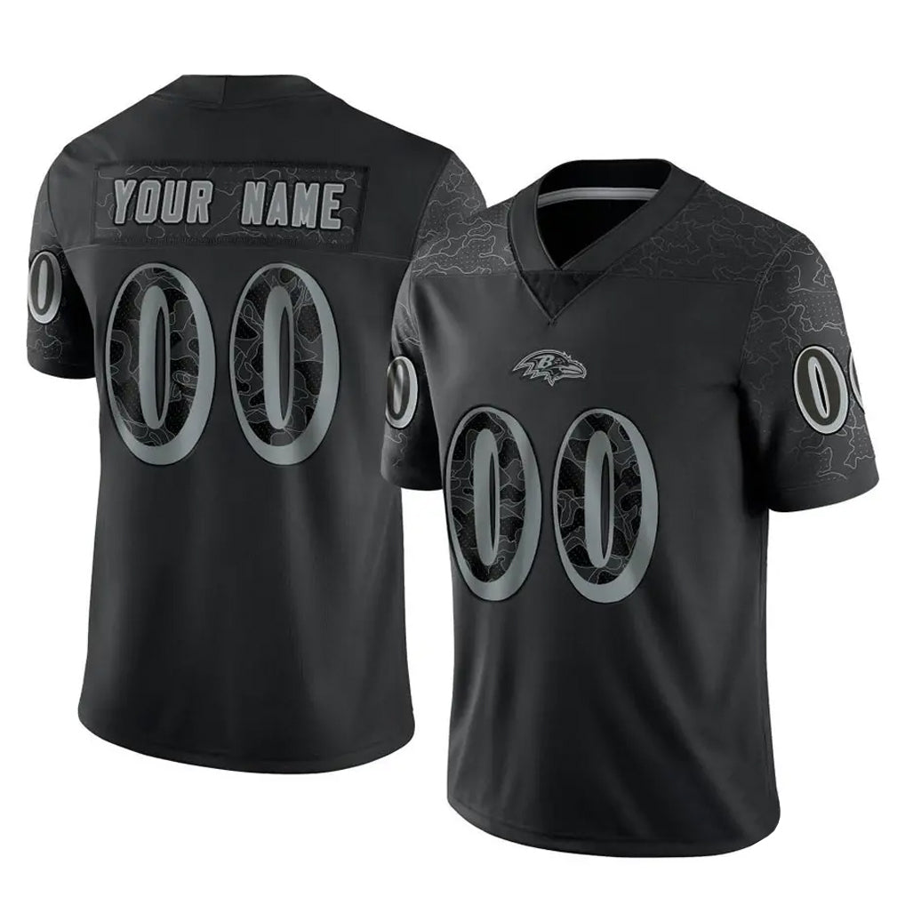 Choea Custom B.Ravens Black RFLCTV Limited Any Name & Numbers Stitched Jerseys