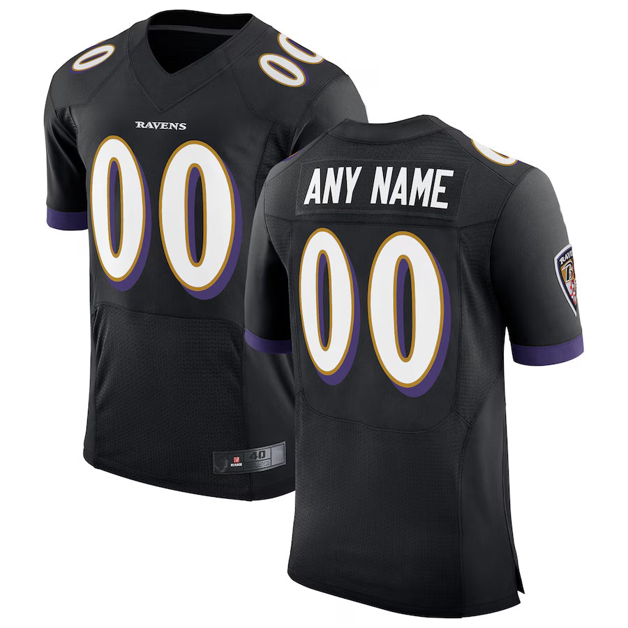 Choea Custom B.Ravens Black Speed Machine Elite Stitched Jerseys