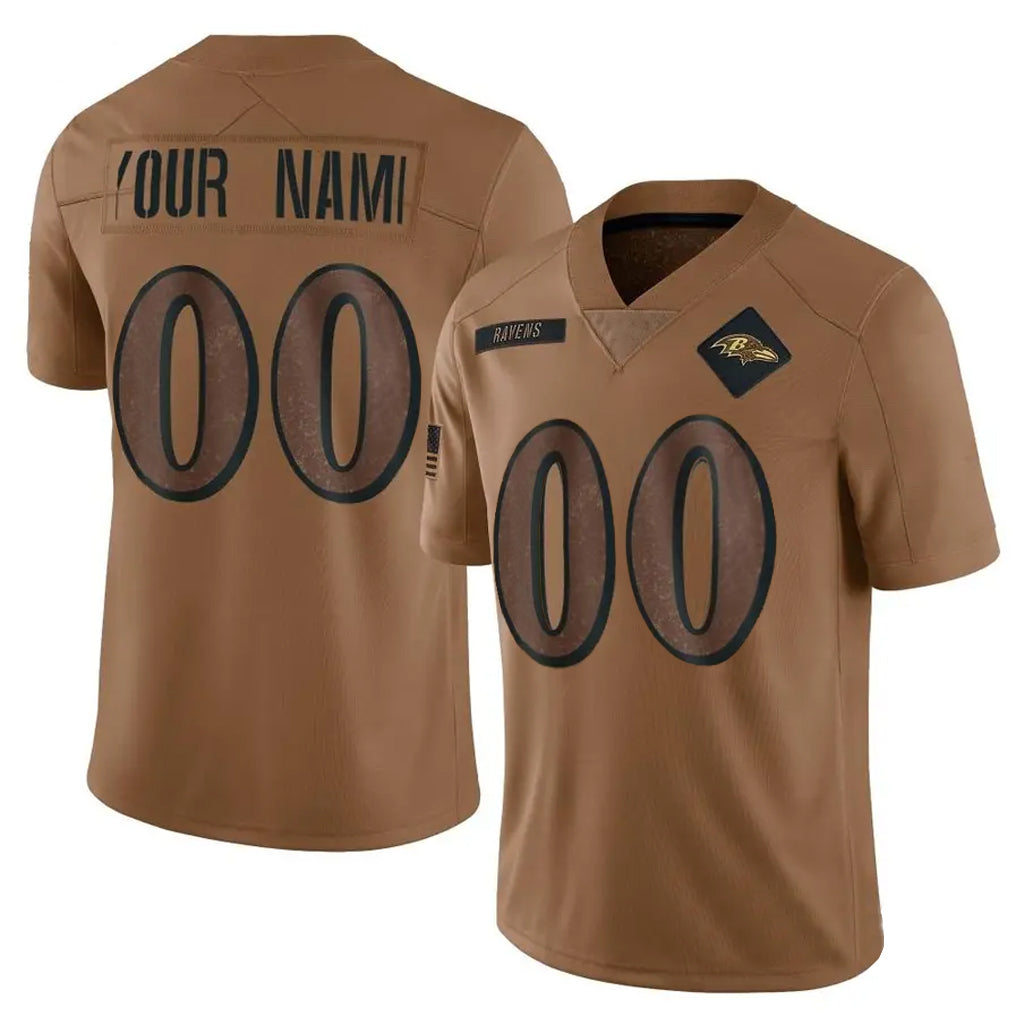 Choea Custom B.Ravens Brown Salute To Service Limited Any Name & Numbers Stitched Jerseys