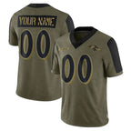 Choea Custom B.Ravens Olive Salute To Service Limited Game Any Name & Numbers Stitched Jerseys