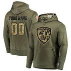 Choea Custom B.Ravens Olive Salute to Service Pullover Hoodie Any Name & Numbers Stitched Jerseys