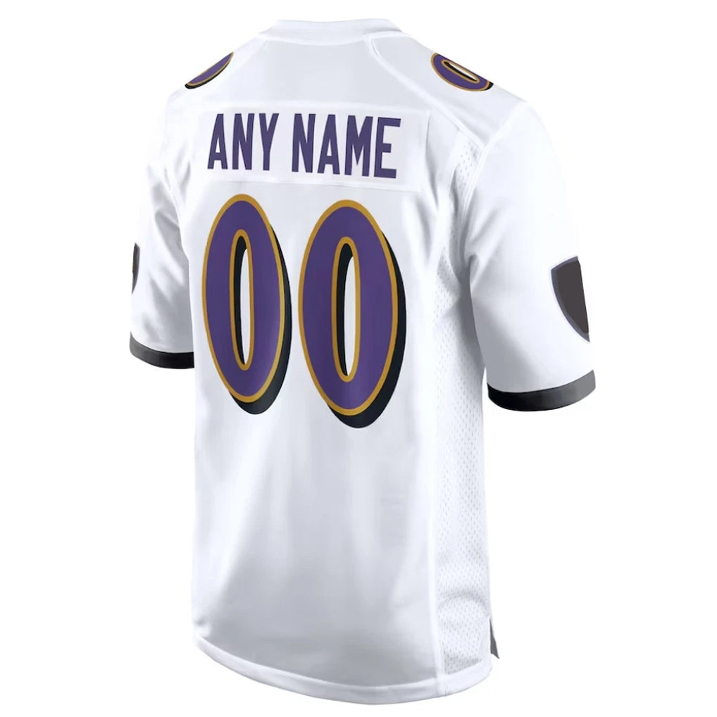 Choea Custom B.Ravens White Alternate Home Game Any Name & Numbers Stitched Jerseys