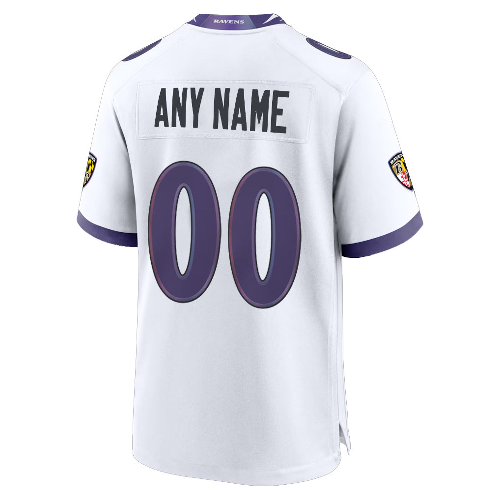 Choea Custom B.Ravens White Home Game Any Name & Numbers Stitched Jerseys