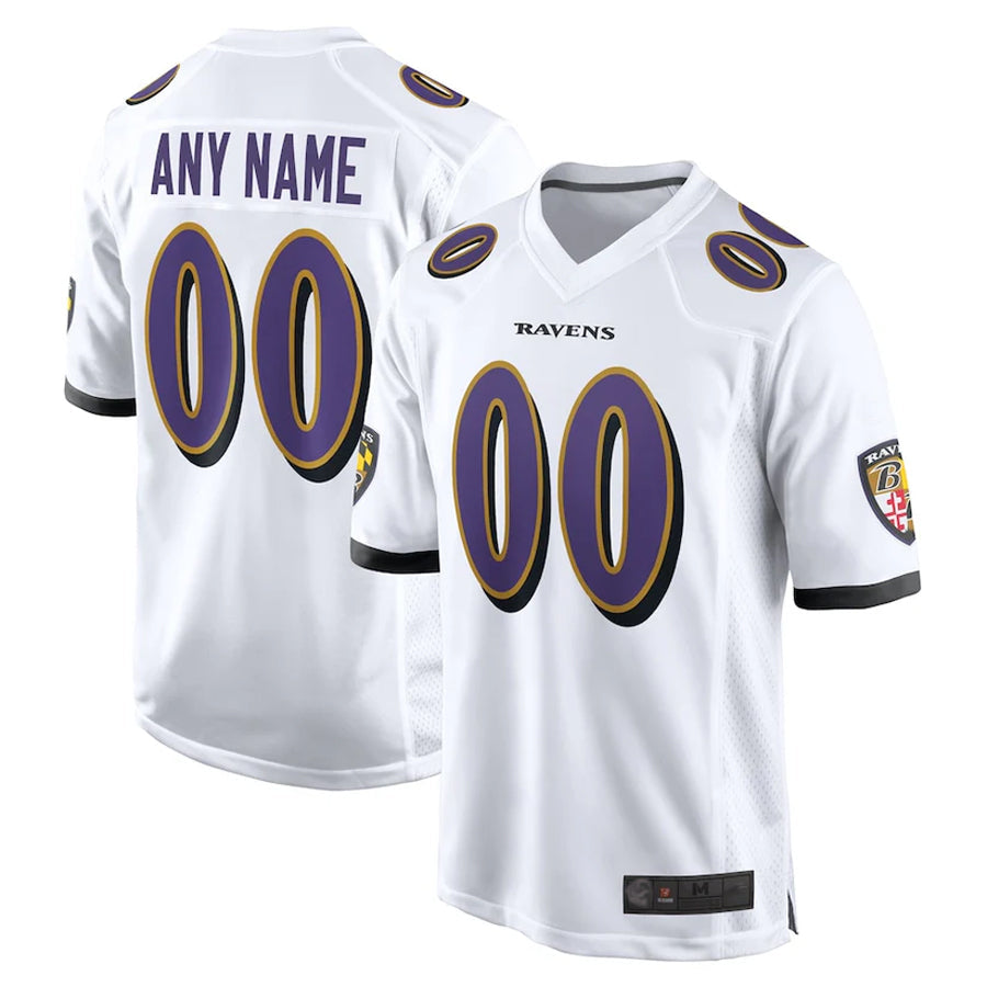 Choea Custom B.Ravens White Home Game Stitched Jerseys