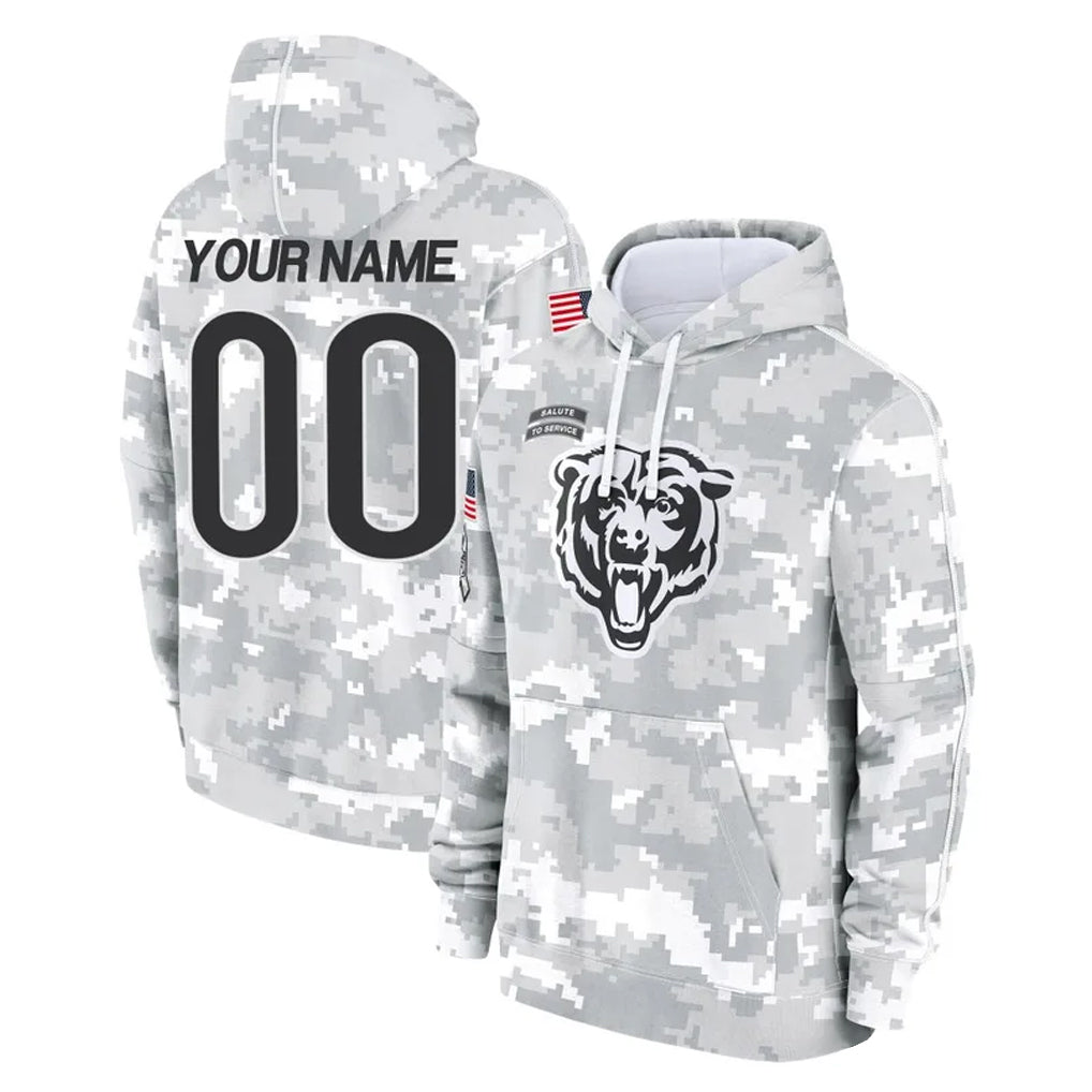 Choea Custom C.Bears Arctic Camo Salute to Service Pullover Hoodies Limited Any Name & Numbers Stitched Jerseys