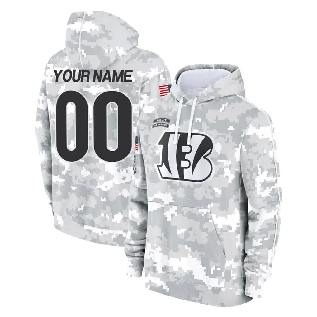 Choea Custom C.Bengals Arctic Camo Salute to Service Pullover Hoodie Limited Any Name & Numbers Stitched Jerseys