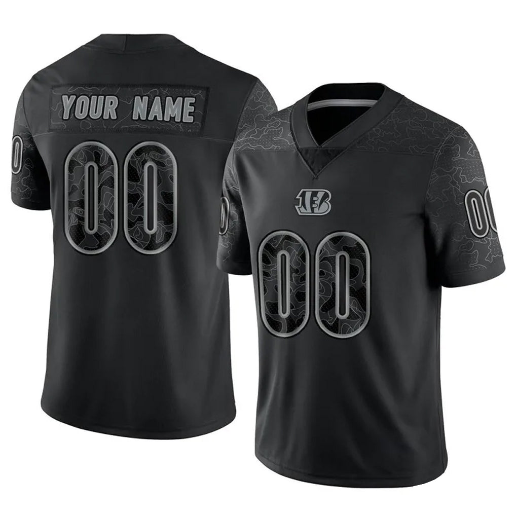 Choea Custom C.Bengals Black Reflective Limited Game Any Name & Numbers Stitched Jerseys