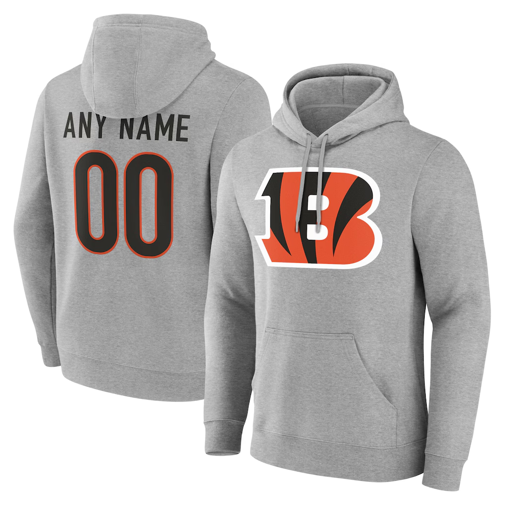 Choea Custom C.Bengals Gray Team Authentic Personalized Name & Number Hoodie Stitched Jerseys