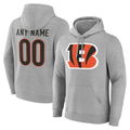 Choea Custom C.Bengals Gray Team Authentic Personalized Name & Number Hoodie Stitched Jerseys