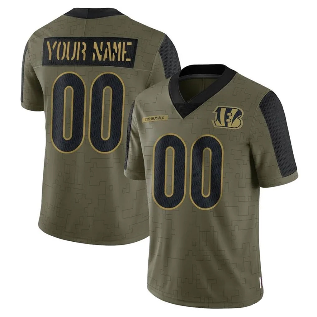 Choea Custom C.Bengals Olive Salute to Service Game Any Name & Numbers Stitched Jerseys